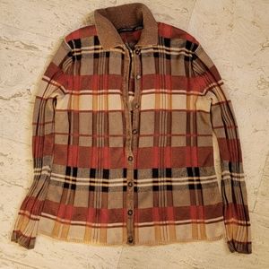 Autumnal colors in beautiful plaid pattern .size L 56cotton 44 rayon.